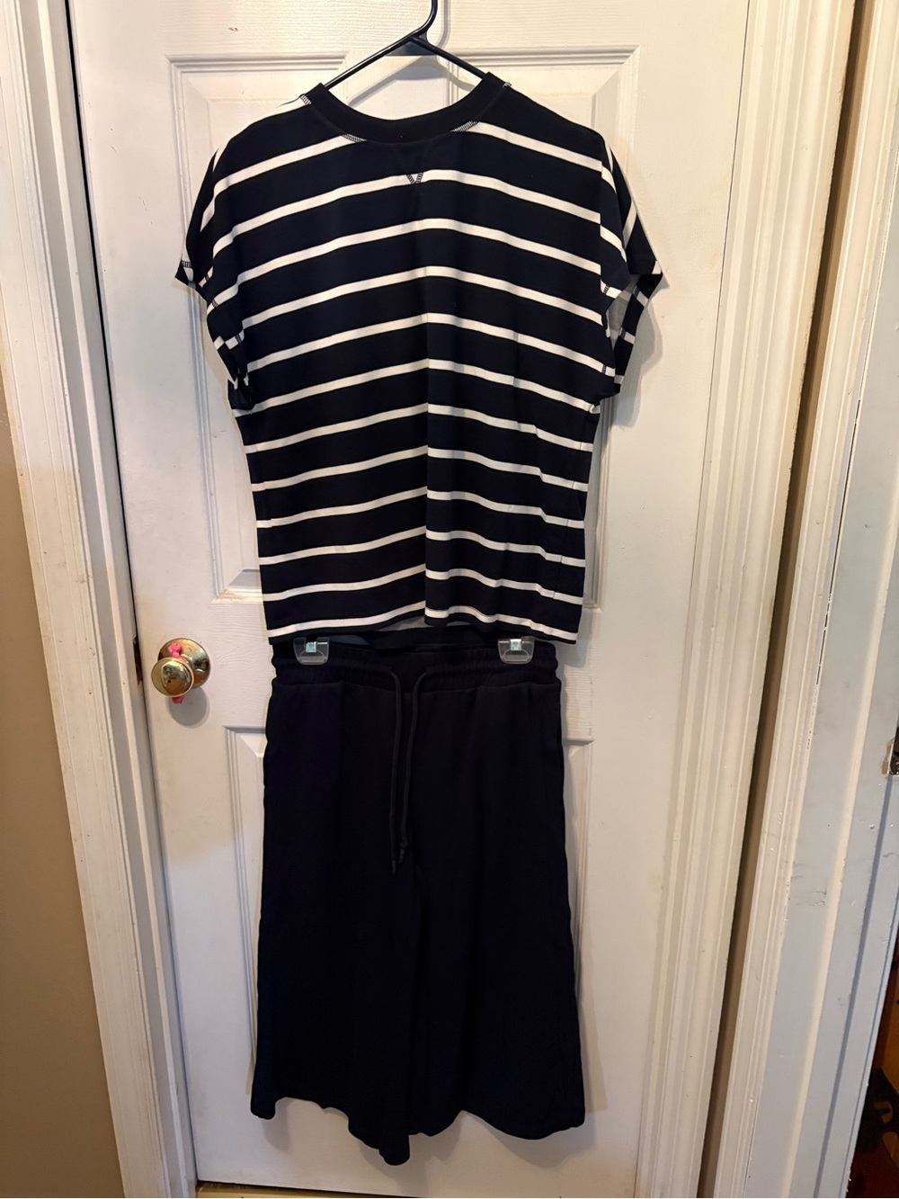 Striped navy & White Relaxed Tee and and Capri